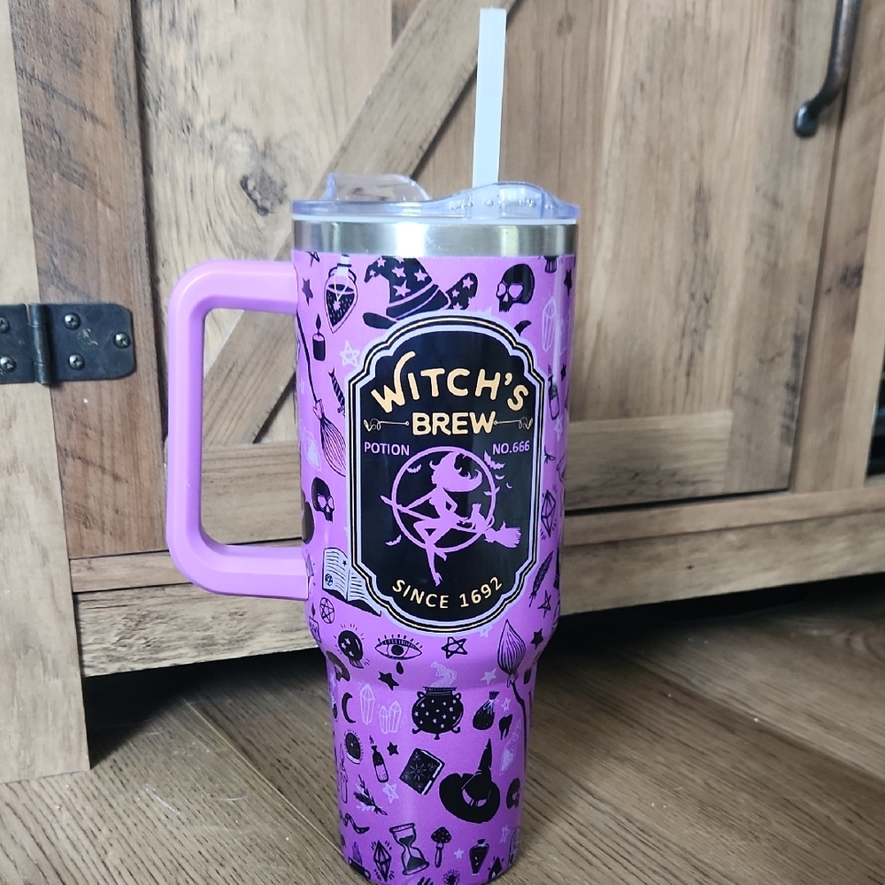 Purple Witch's Brew Tumbler with Handle